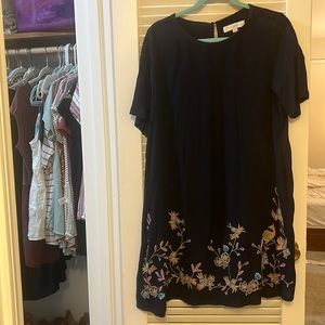Navy Blue Loft Dress size S with embroidery